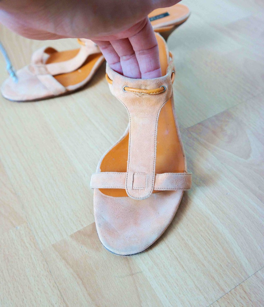 Sergio Rossi Echtleder Leder Sandalen Highheels High Heels orange Wildleder 40 40,5