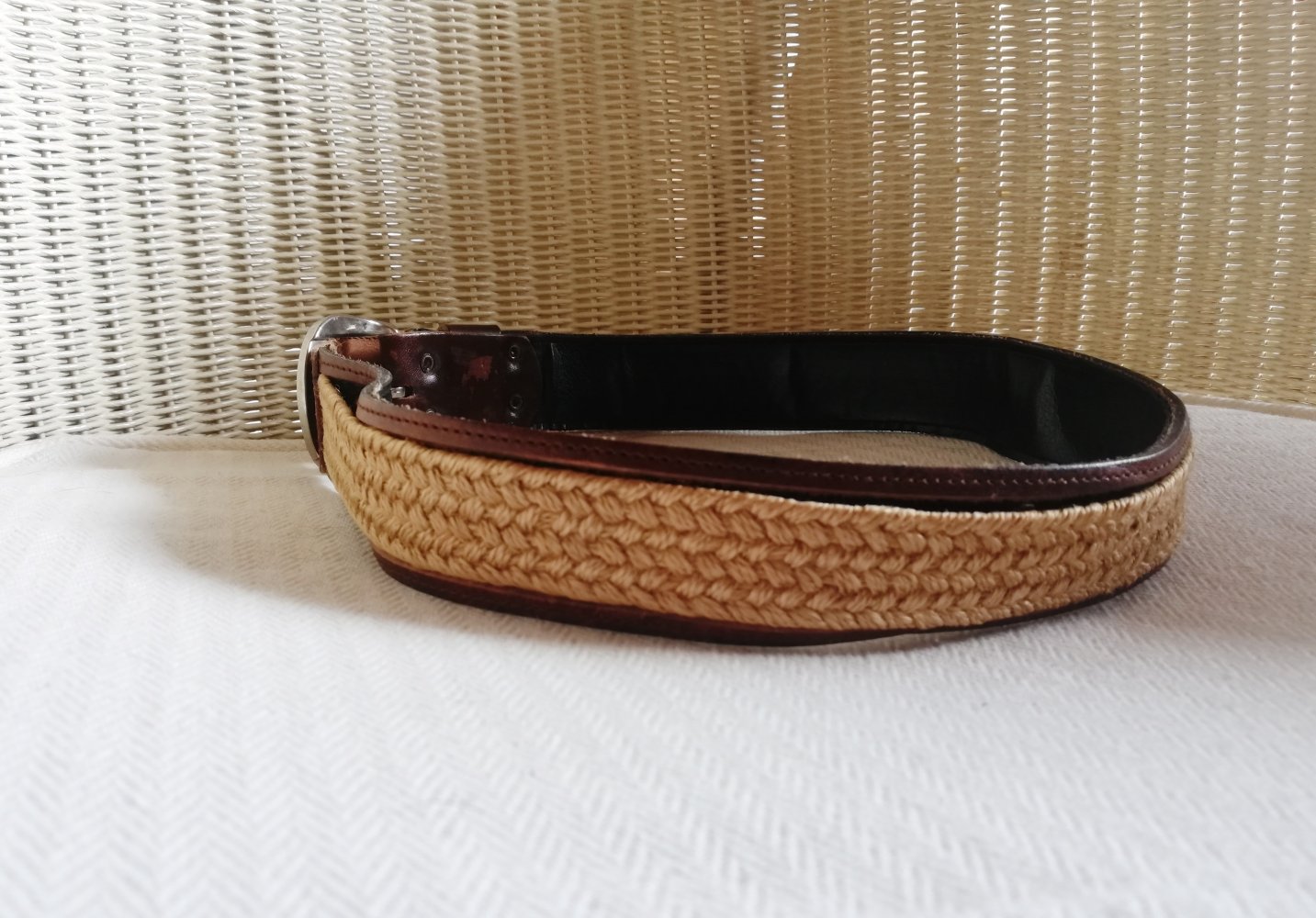 Vintage Echtleder Gürtel Ledergürtel Geflochten rotbraun rehbraun 78 cm