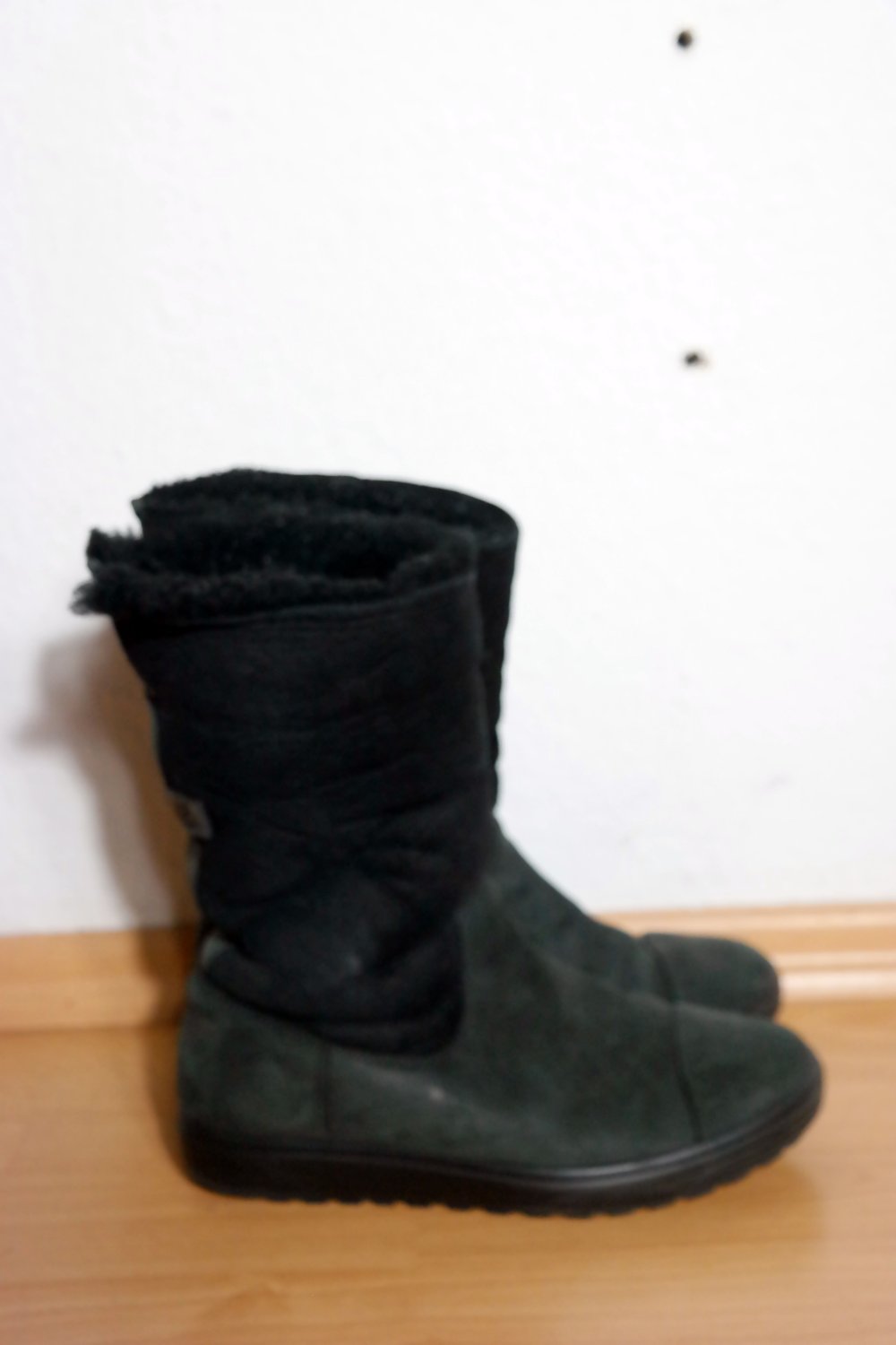 Ecco Winterstiefel Boots gefüttert schwarz Stiefel Winterschuhe Teddyfell 38