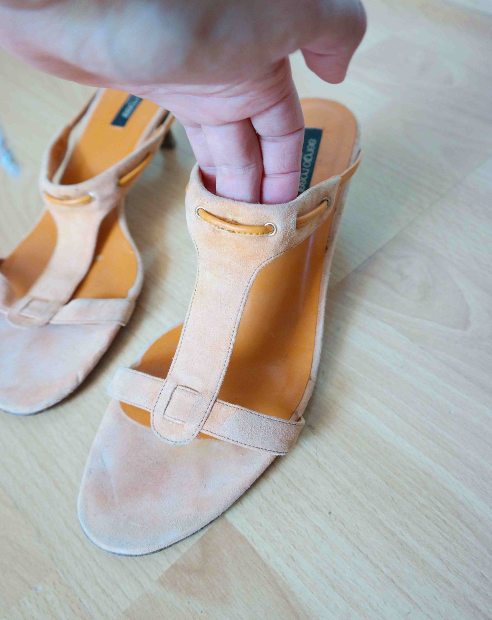 Sergio Rossi Echtleder Leder Sandalen Highheels High Heels orange Wildleder 40 40,5