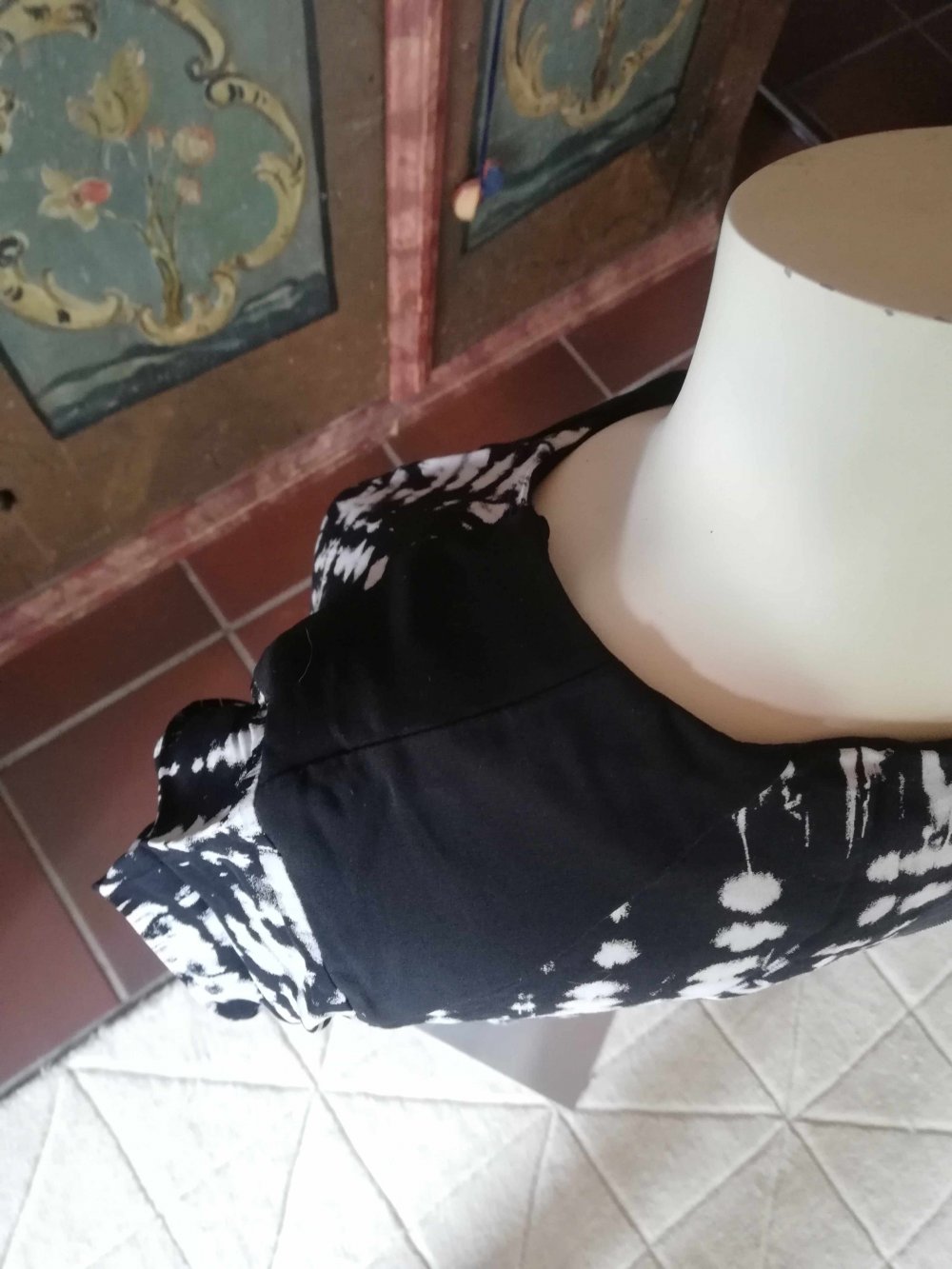 Promod Kleid Etuikleid schwarz weiß Batik elegant XL 42 L 40