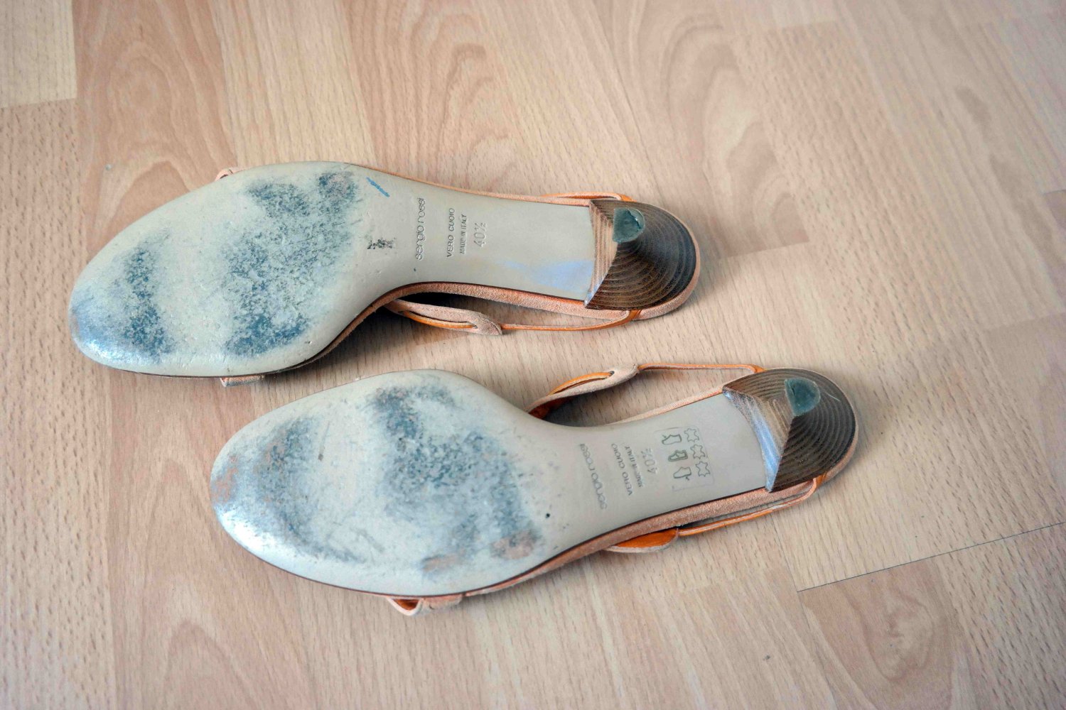 Sergio Rossi Echtleder Leder Sandalen Highheels High Heels orange Wildleder 40 40,5