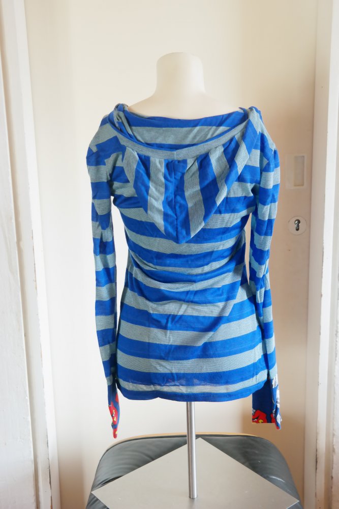 Handmade Pullover Hoodie Kapuzenpullover Unikat Monster Eis Icecream blau bunt M 38