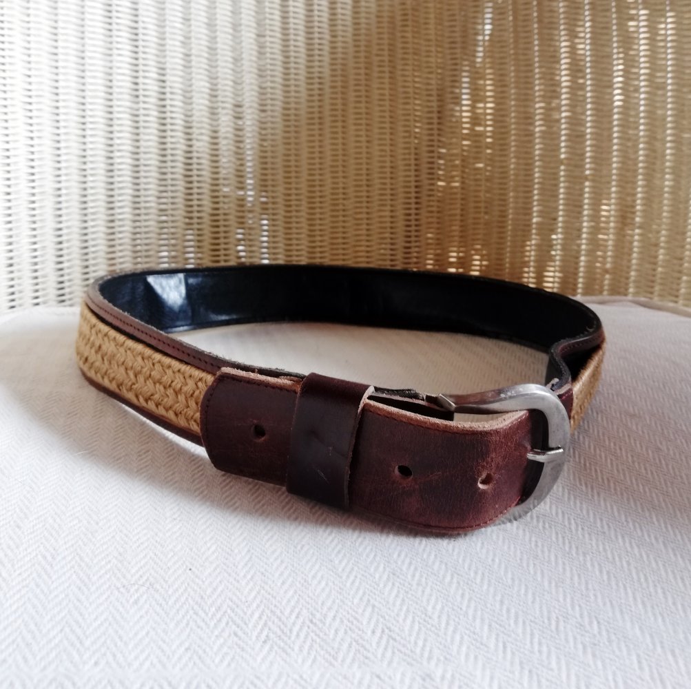 Vintage Echtleder Gürtel Ledergürtel Geflochten rotbraun rehbraun 78 cm