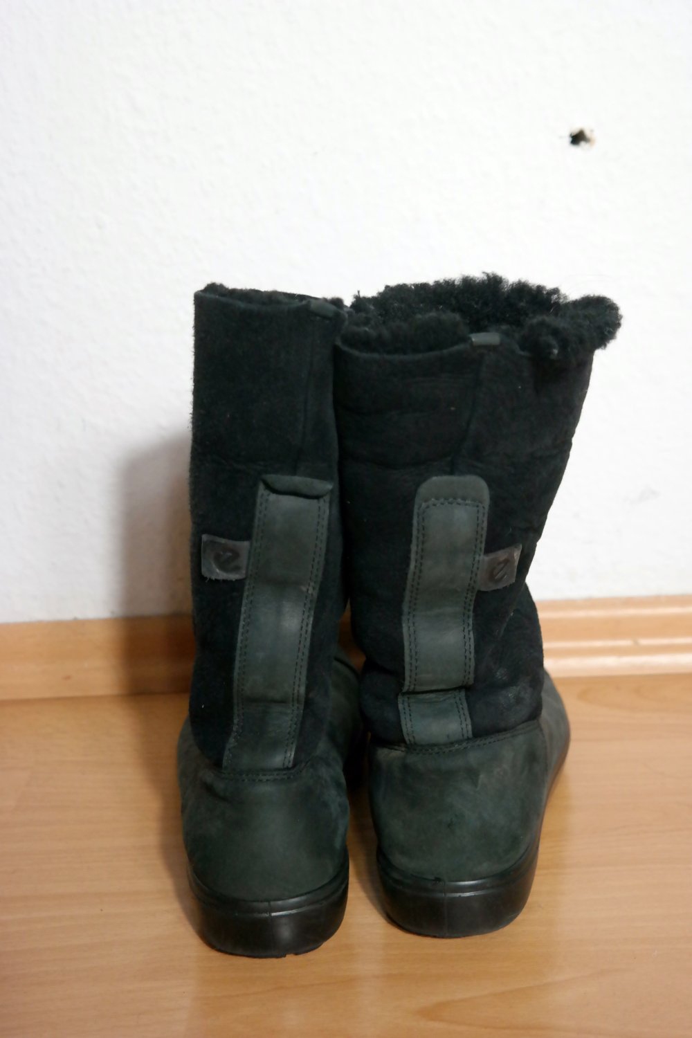 Ecco Winterstiefel Boots gefüttert schwarz Stiefel Winterschuhe Teddyfell 38