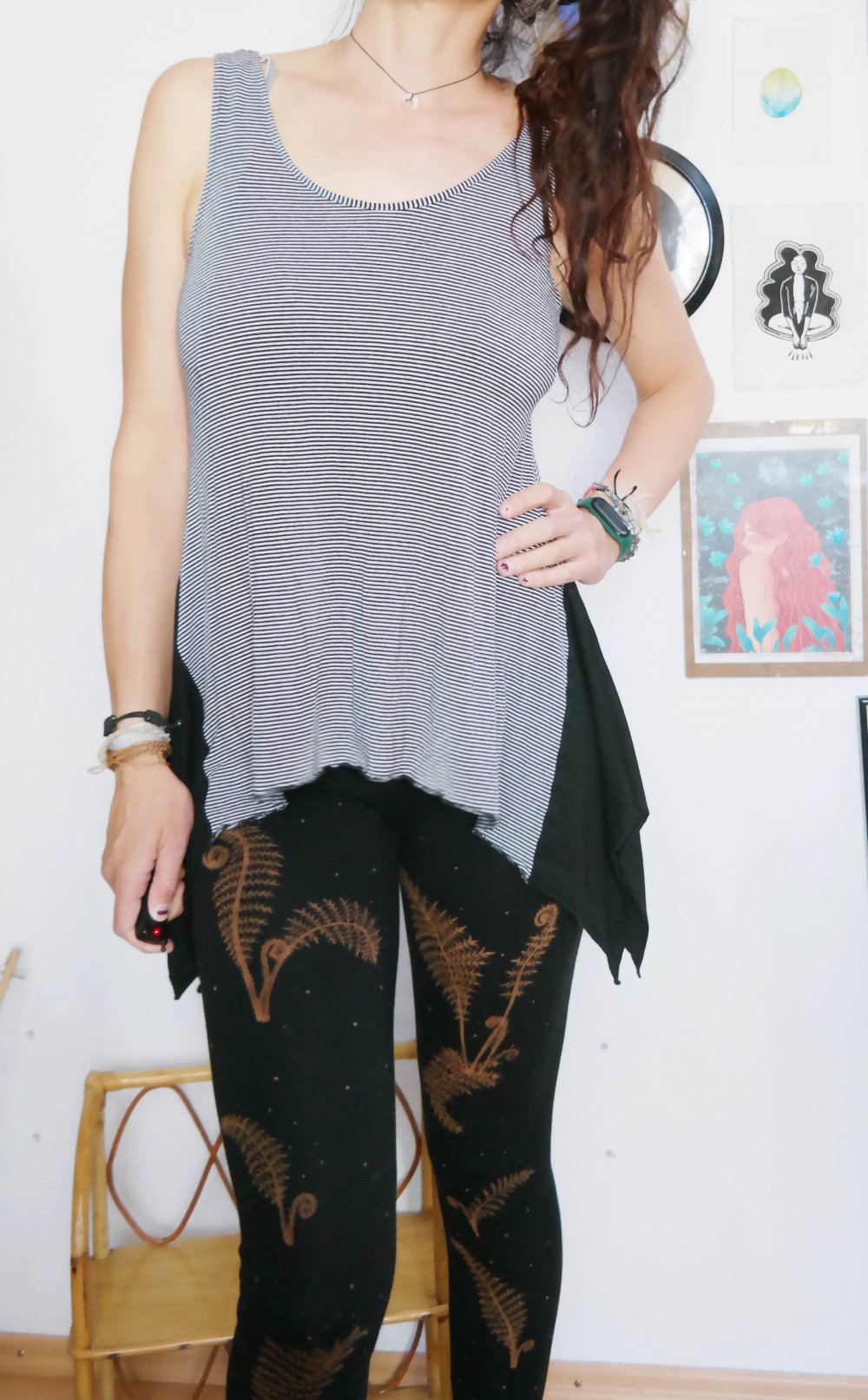 Zipfeltop Tanktop zipfelig asymmetrisch Streifen gestreift weiß schwarz Gr. 1 M L 38 40