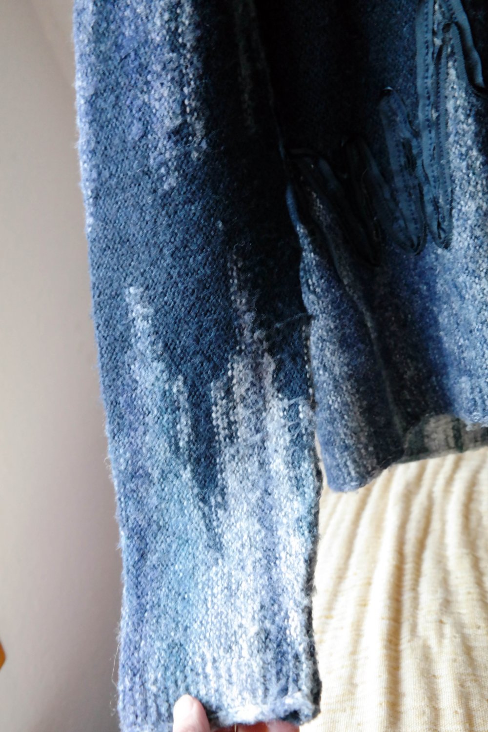 BIBA Strickpullover Blautöne Kragen hellblau dunkelblau Winterpullover S 36 