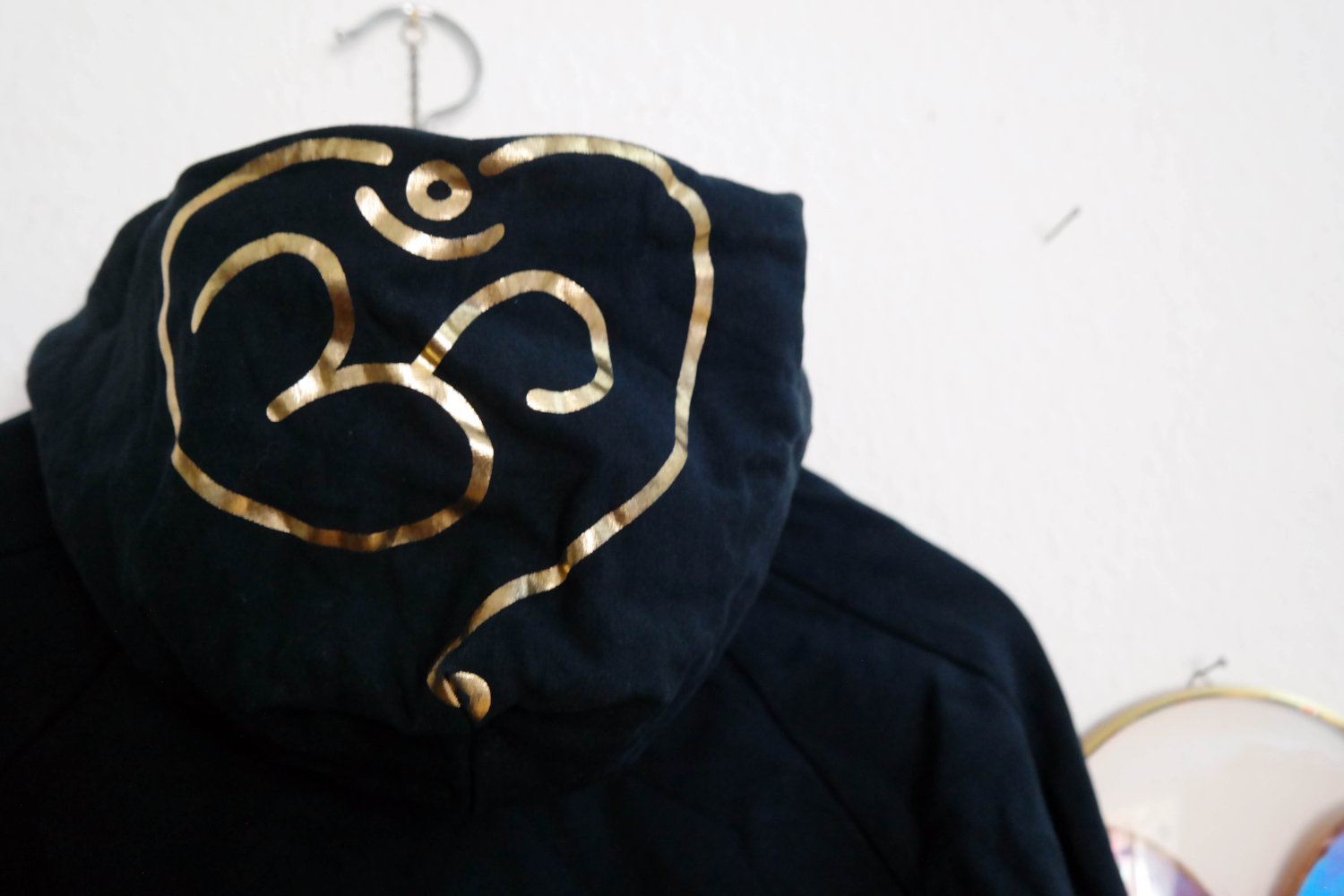 Mandala Sweatshirt Hoodie Zipper Zippjacke schwarz Om Zeichen gold S 36 