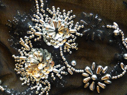 Stola Schal Kragen schwarz Perlen u Stäbchen