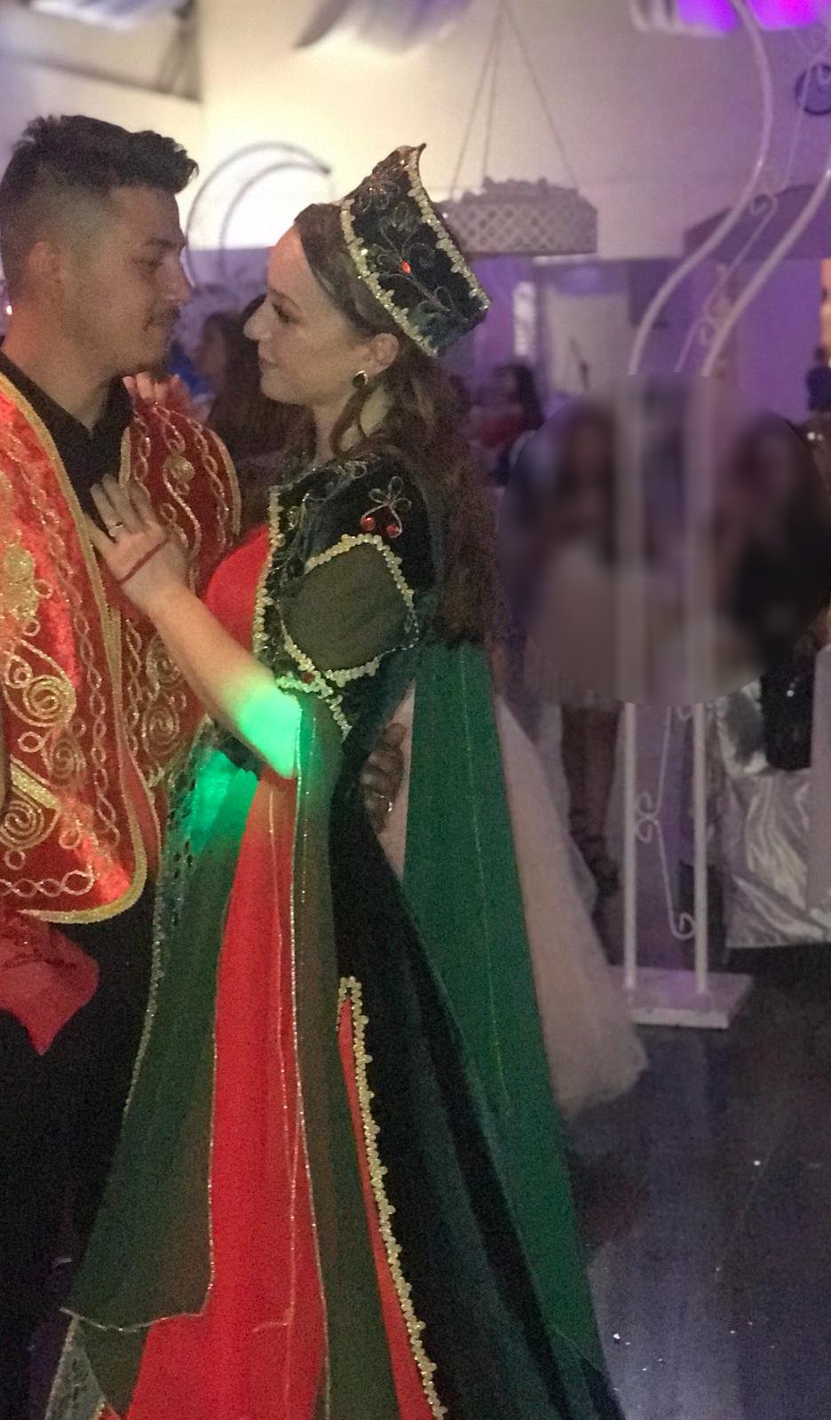 Kaftan / Bindalli / Hennakleid in Rot-Grün