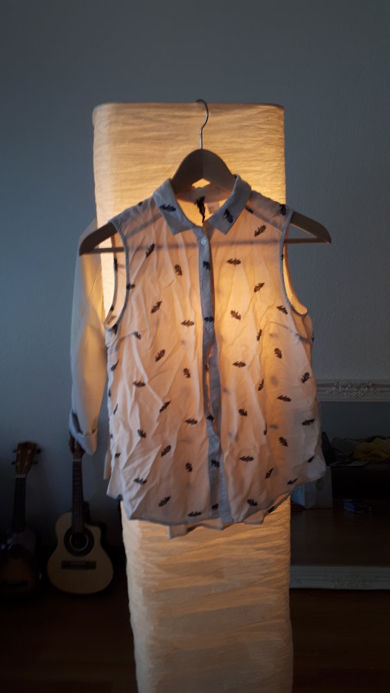 Leichte Feder-Bluse kurzärmlig, Gr. XS/S