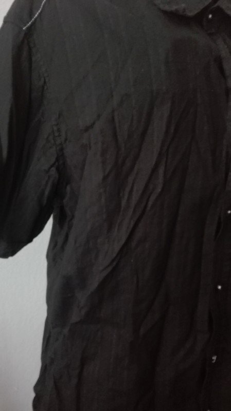 C&A schwarz Gr. L Hemd Kurzarm Print Rückseite