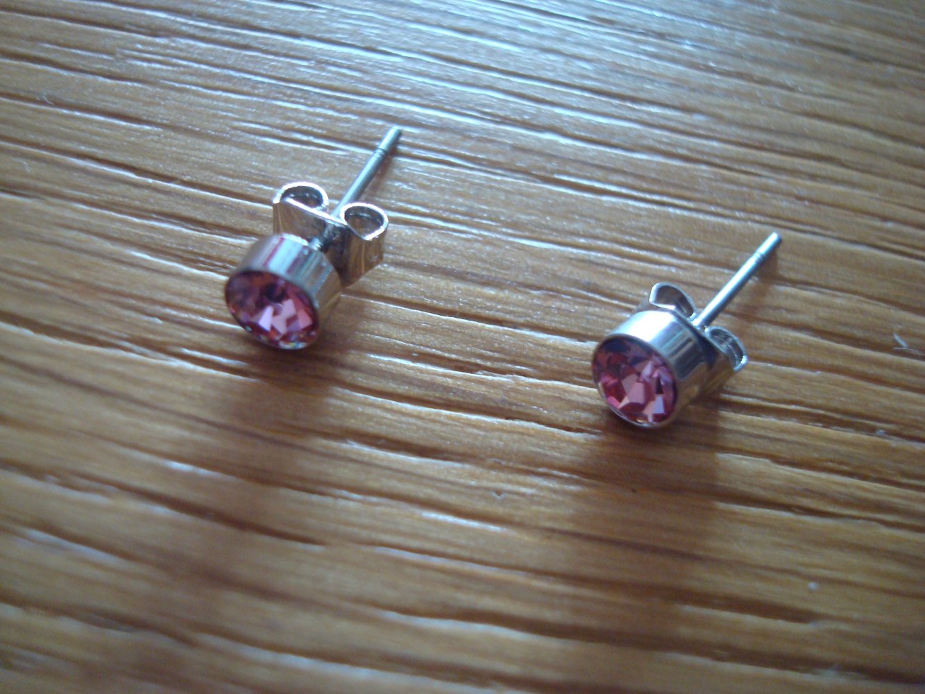 Schmuckset Kette Ohrringe Armband / Fusskettchen mit rosa Glassteinen