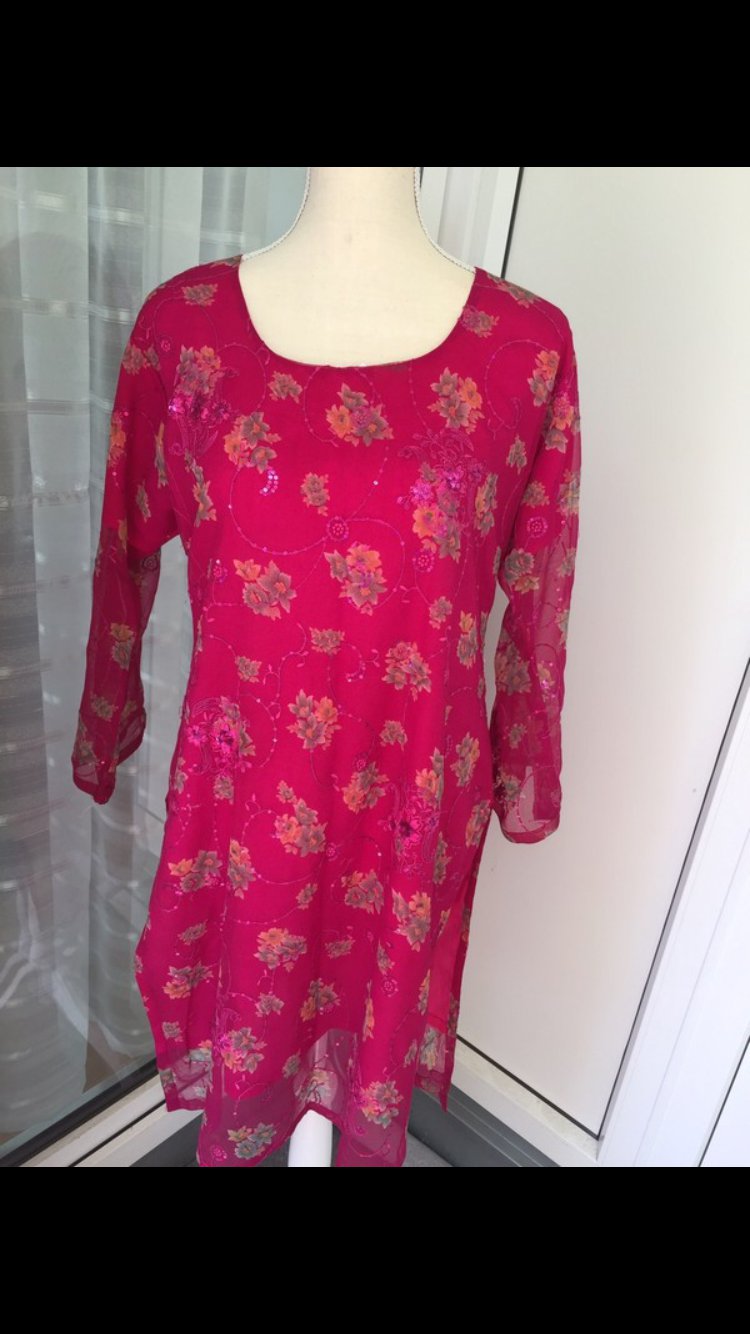 Shalwar kameez Pink mit Pailletten 3-Set traditionell 