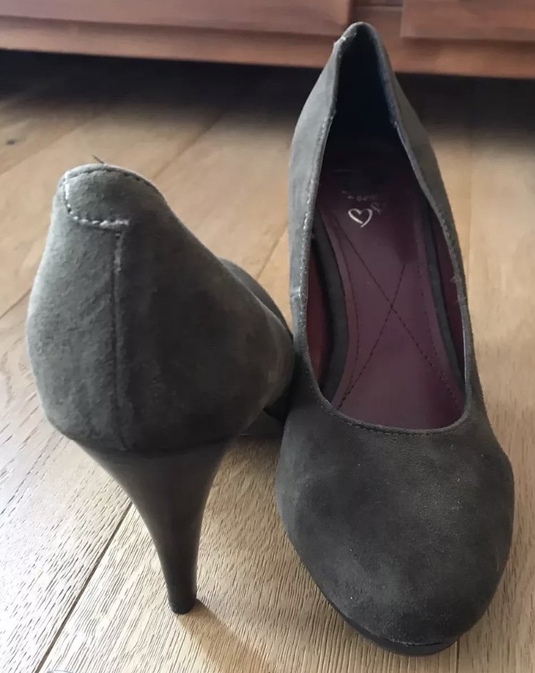 Neue Pumps mit Plateau von Görtz 17 Leder Velour Khaki grün 