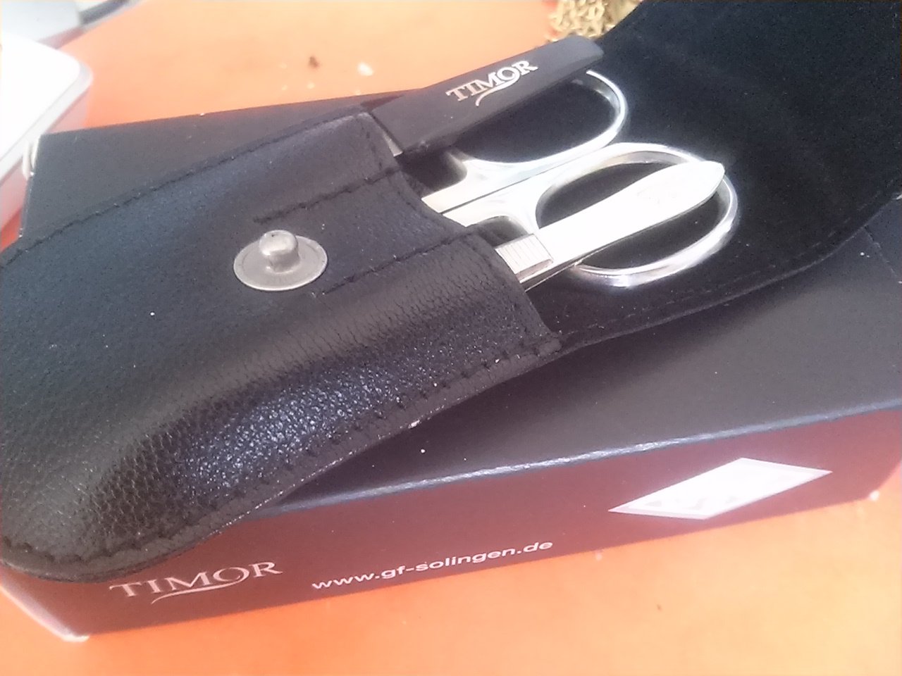 TIMOR 3-tlg. Set Maniküre-Etui DeLuxe Leder rostfrei Solingen Germany