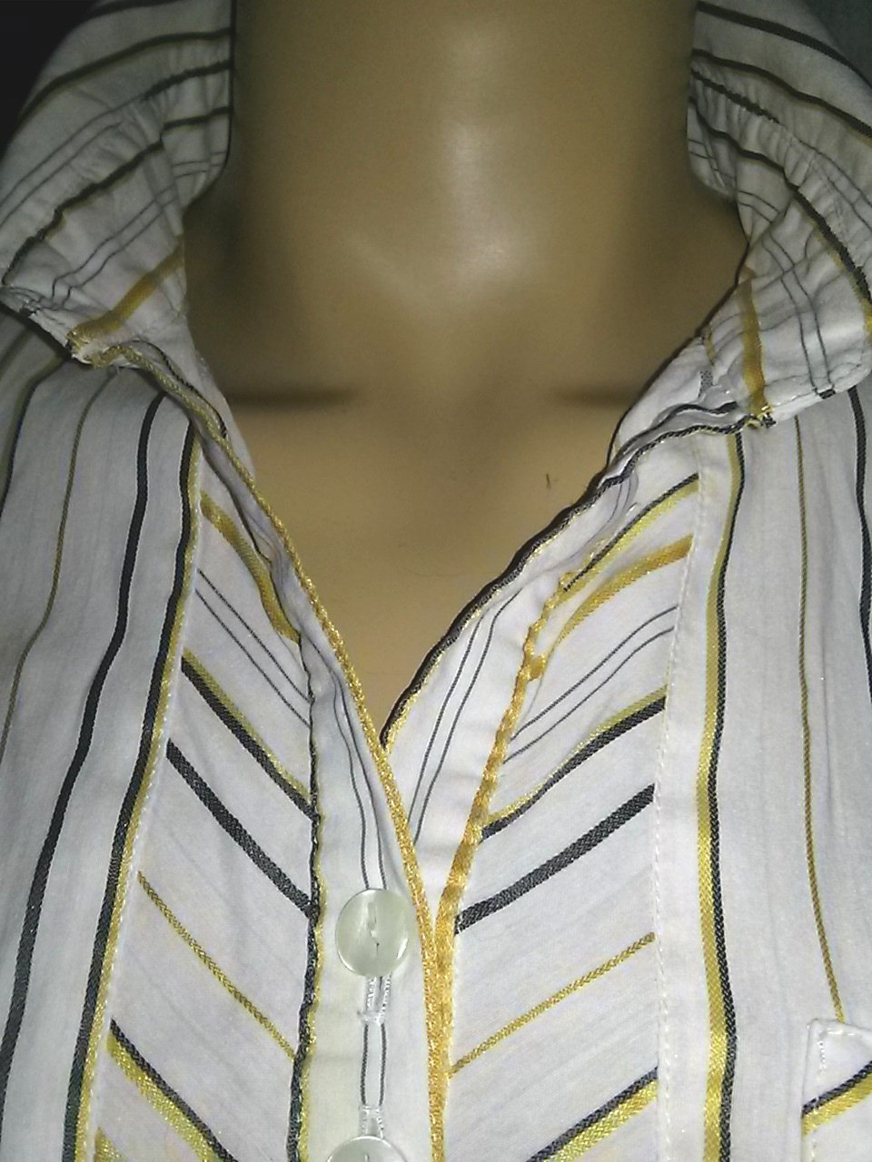 Damenbluse von Bianca- Gr.40 weiss mit schwarzen und goldenen Streifen