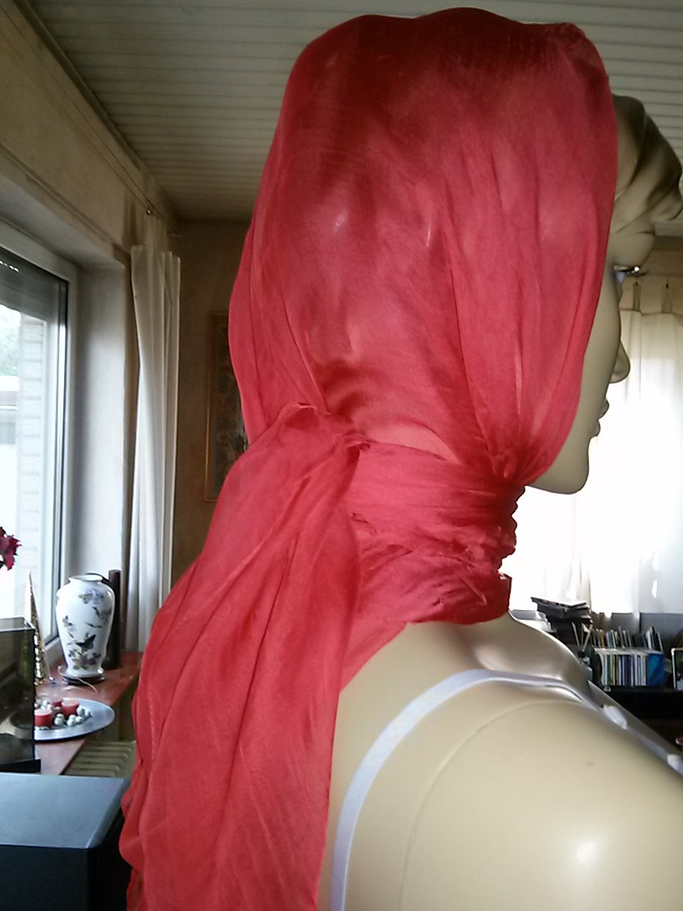 XXL Tuch aus Indien- 1 m x 1 m-rot-neu