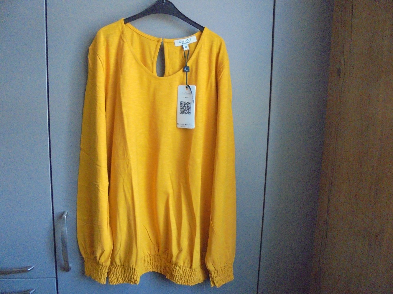NEU: Damen Longshirt gelb Gr. M Gummizugbund langarm von Enjoy