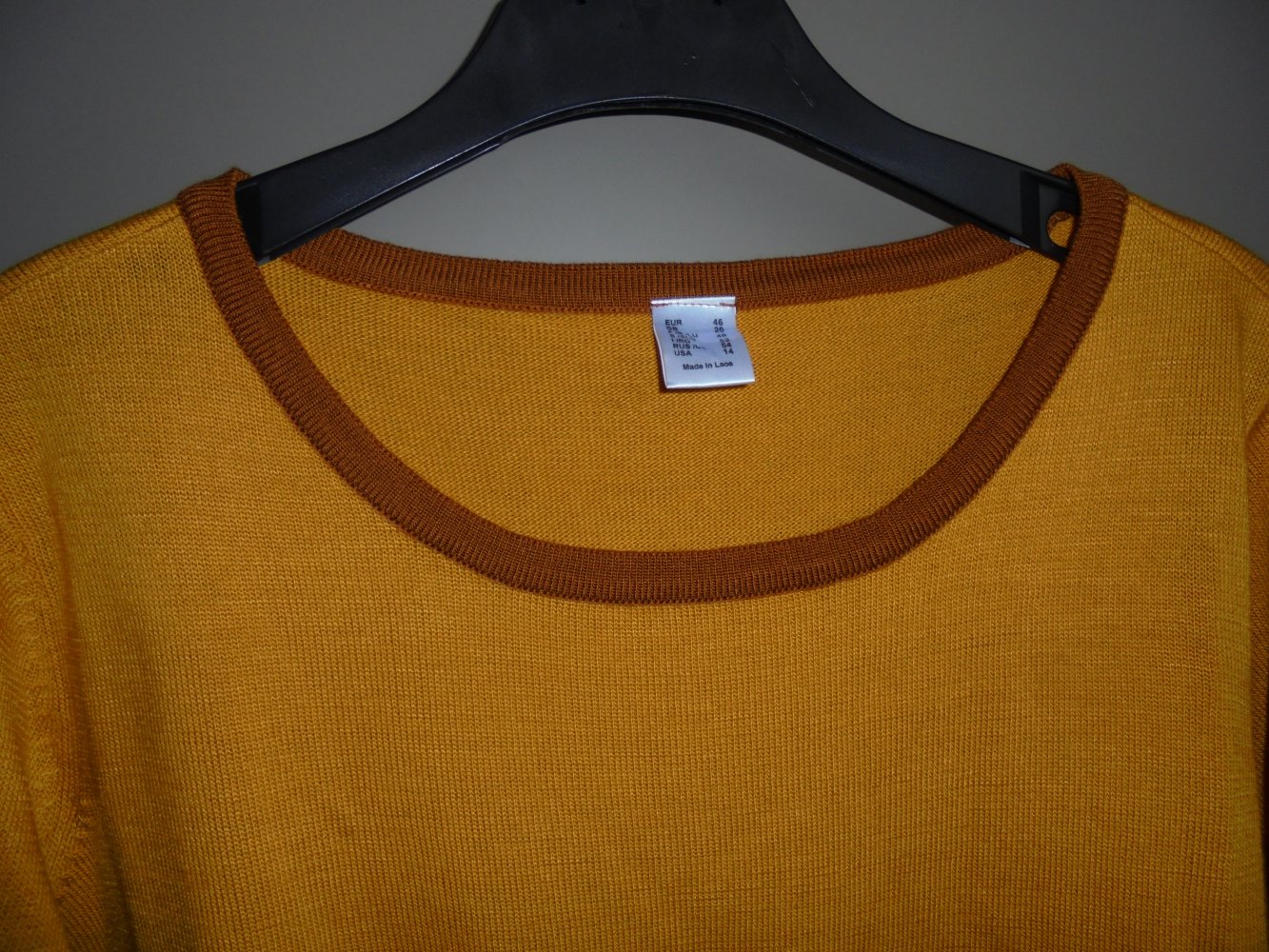 Damen Pullover ockergelb Gr. 46 mit Wellenrand  1 x getragen v. Sieh an