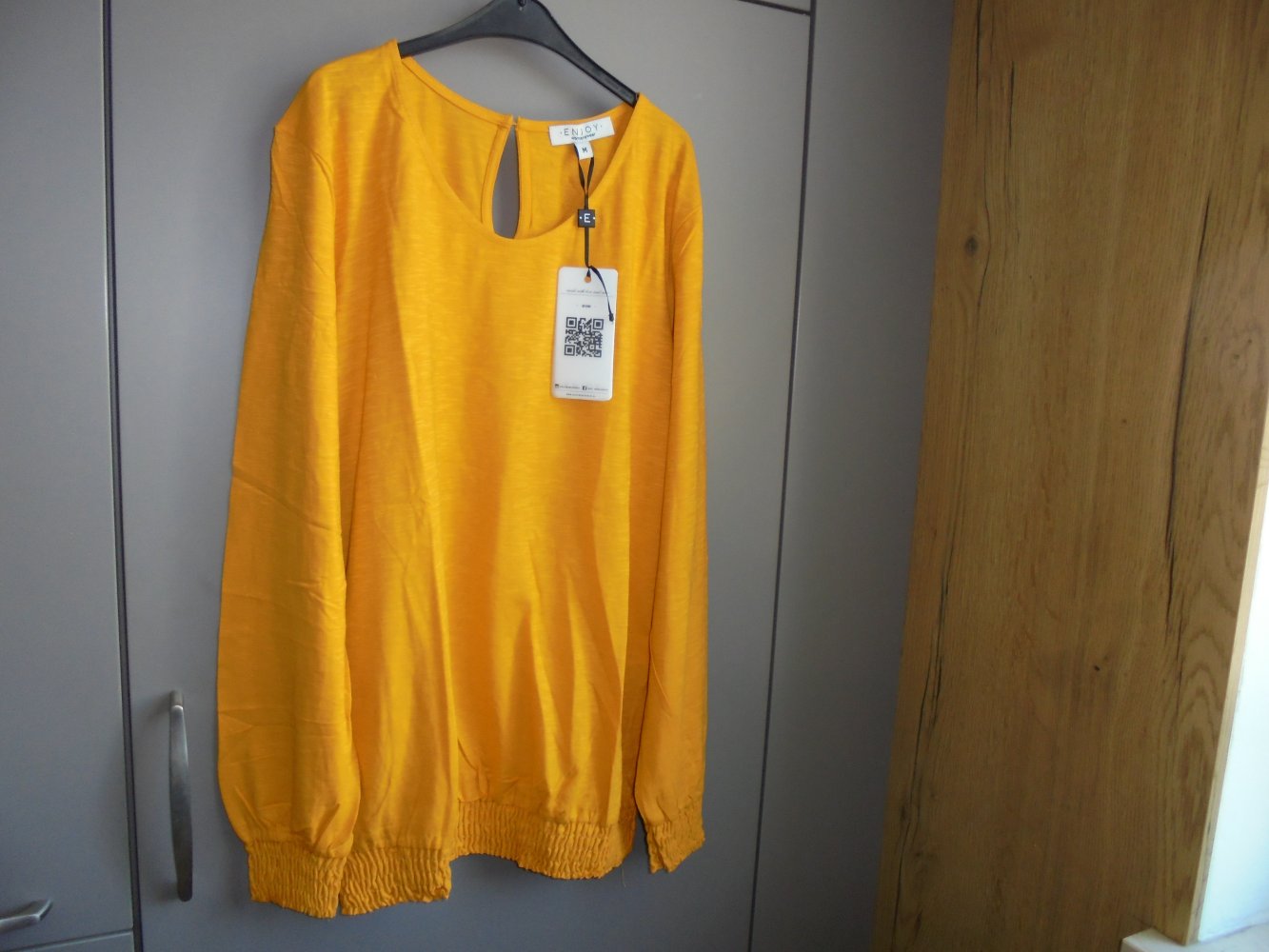 NEU: Damen Longshirt gelb Gr. M Gummizugbund langarm von Enjoy