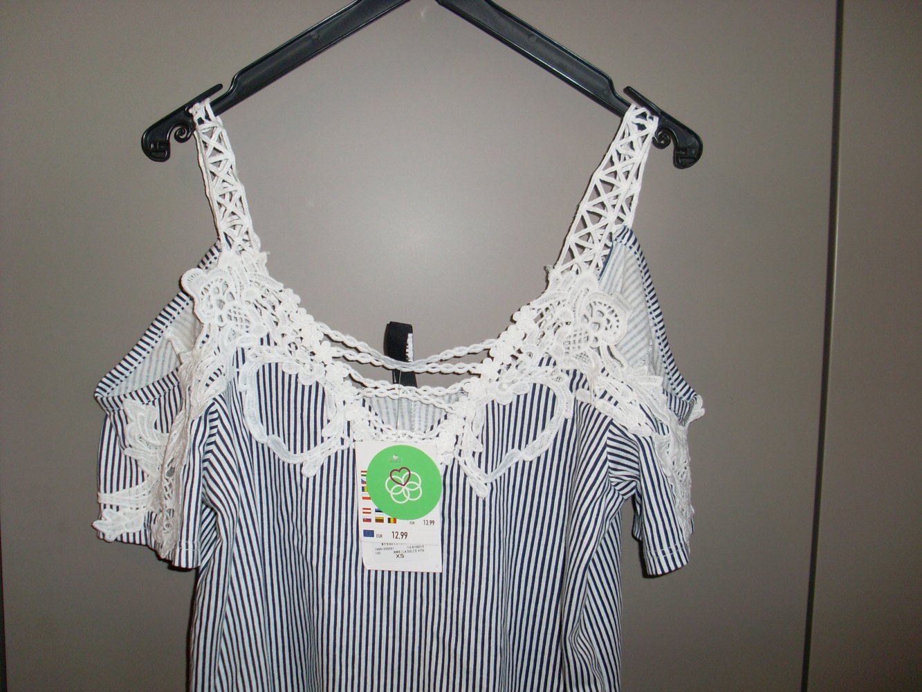 NEU: Damen Blusen Top weiß/blau gestreift Gr. XS v. H&M