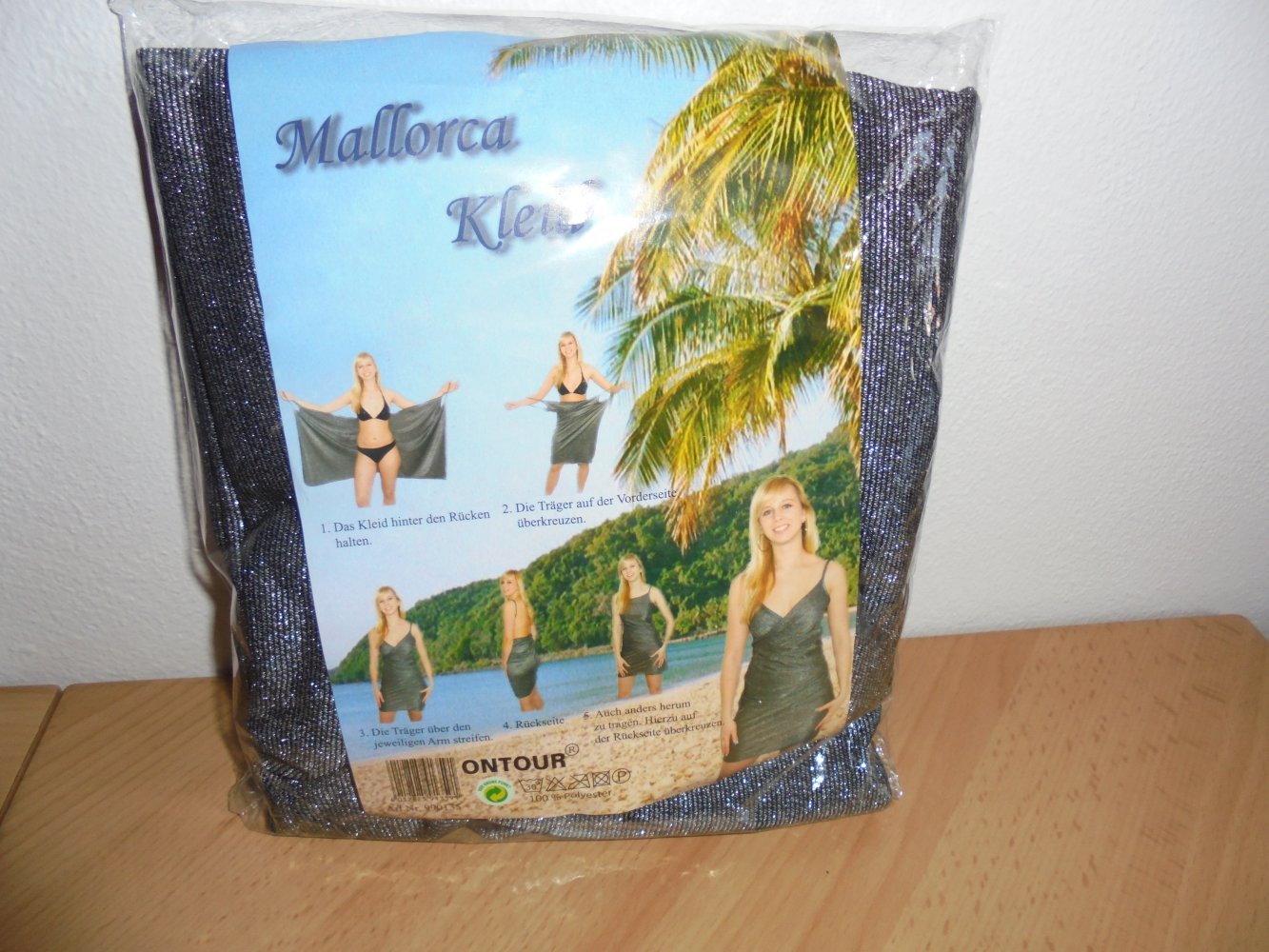 NEU: Damen Strandkleid - Wickelkleid schwarz/silber Einheitsgröße