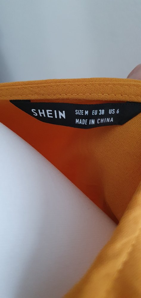 Shein Kleid neu senf gelb Knöpfe Volants Rüschen Sommerkleid Gr. M 38