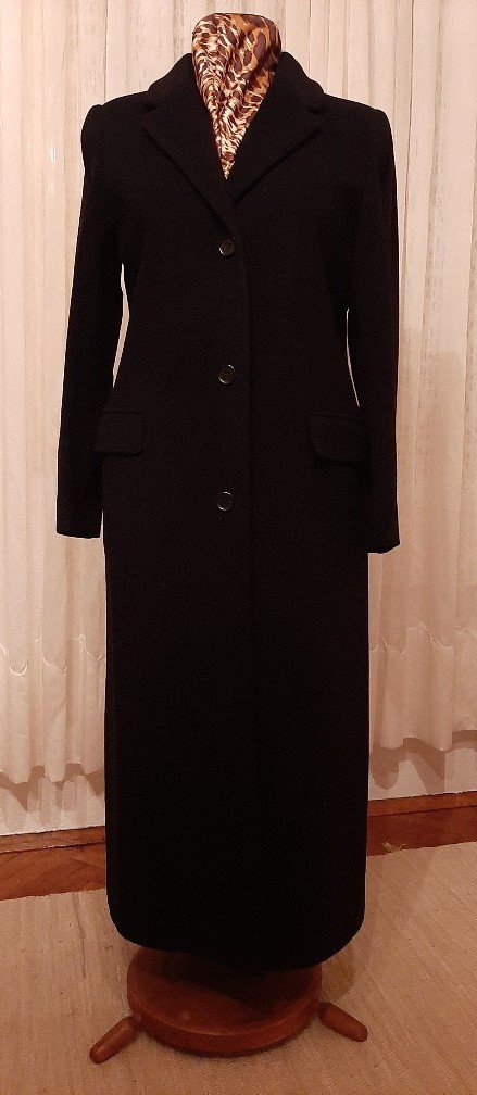 NEUER !!!! KLASSISCHER WOLLMANTEL IN SCHWARZ MIT CASHMERE GR.: 38