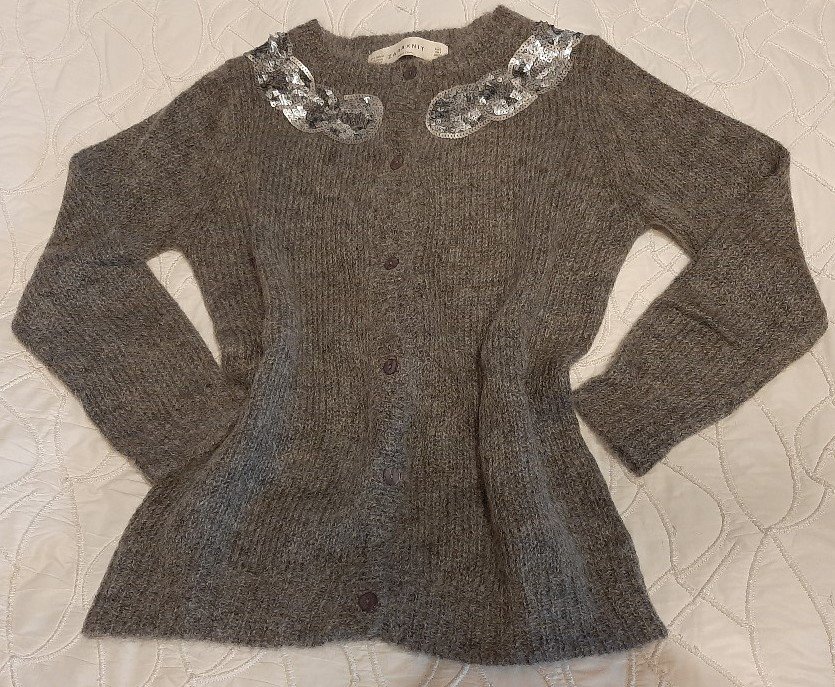 NEUE !!! EXKLUSIVE ALPAKA WOLL JACKE VON ZARA IN GRAU SILBER BESTICKT GR.: S = SCHMALE 36, VP CA.: 119,00 EURO