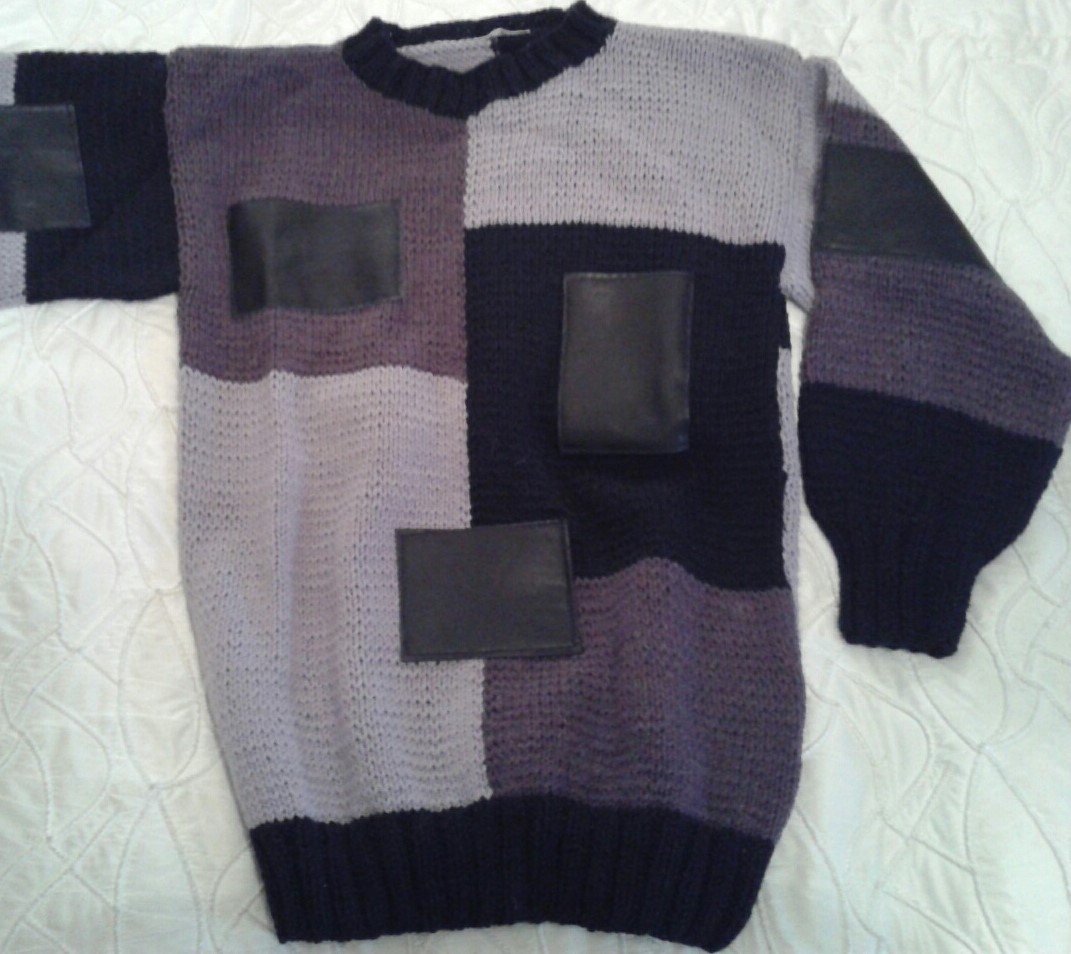 NEUER!!! EXKLUSIVER HANDGESTRICKTER PULLI VON ART SHOP MADE IN AUSTRIA, MIT ECHT LEDER APPLIKATIONEN