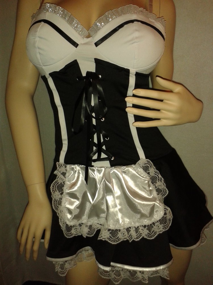 French Maid Kostüm Zimmermädchen Halloween Kostüm Größe: 38/40