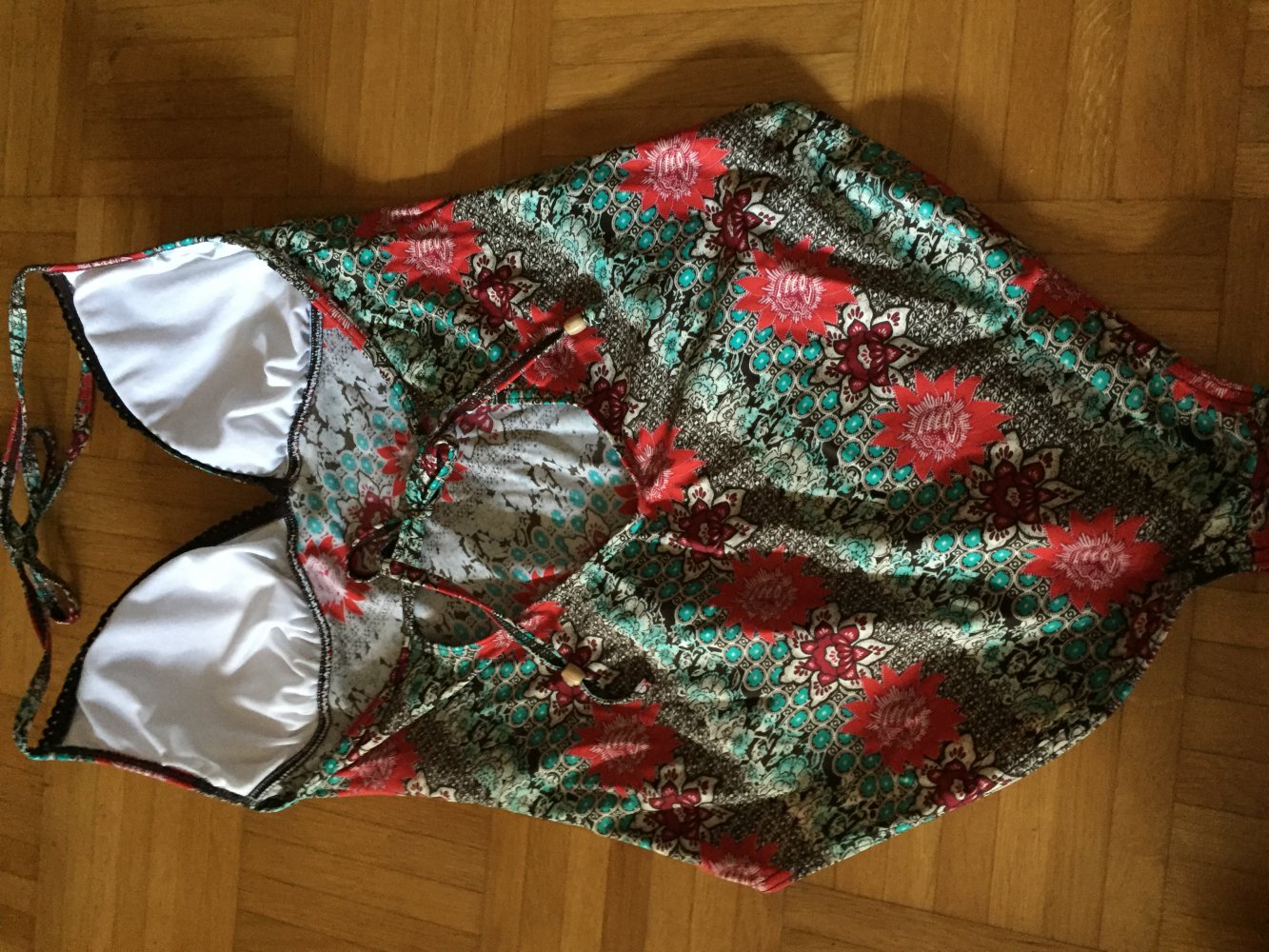 Esprit Badeanzug Gr 42 rot grün 