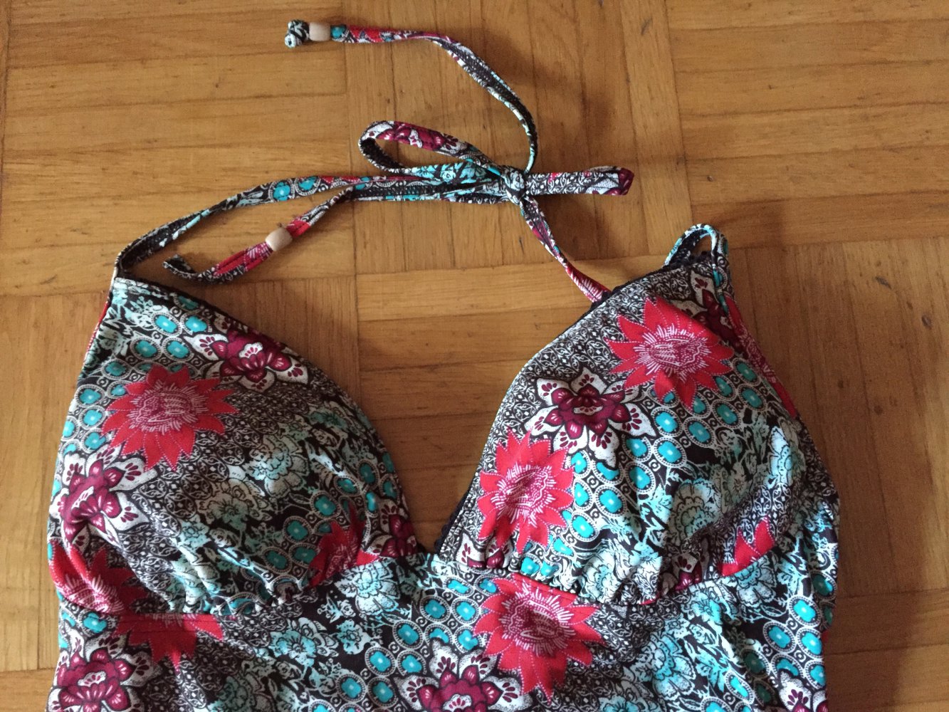 Esprit Badeanzug Gr 42 rot grün 