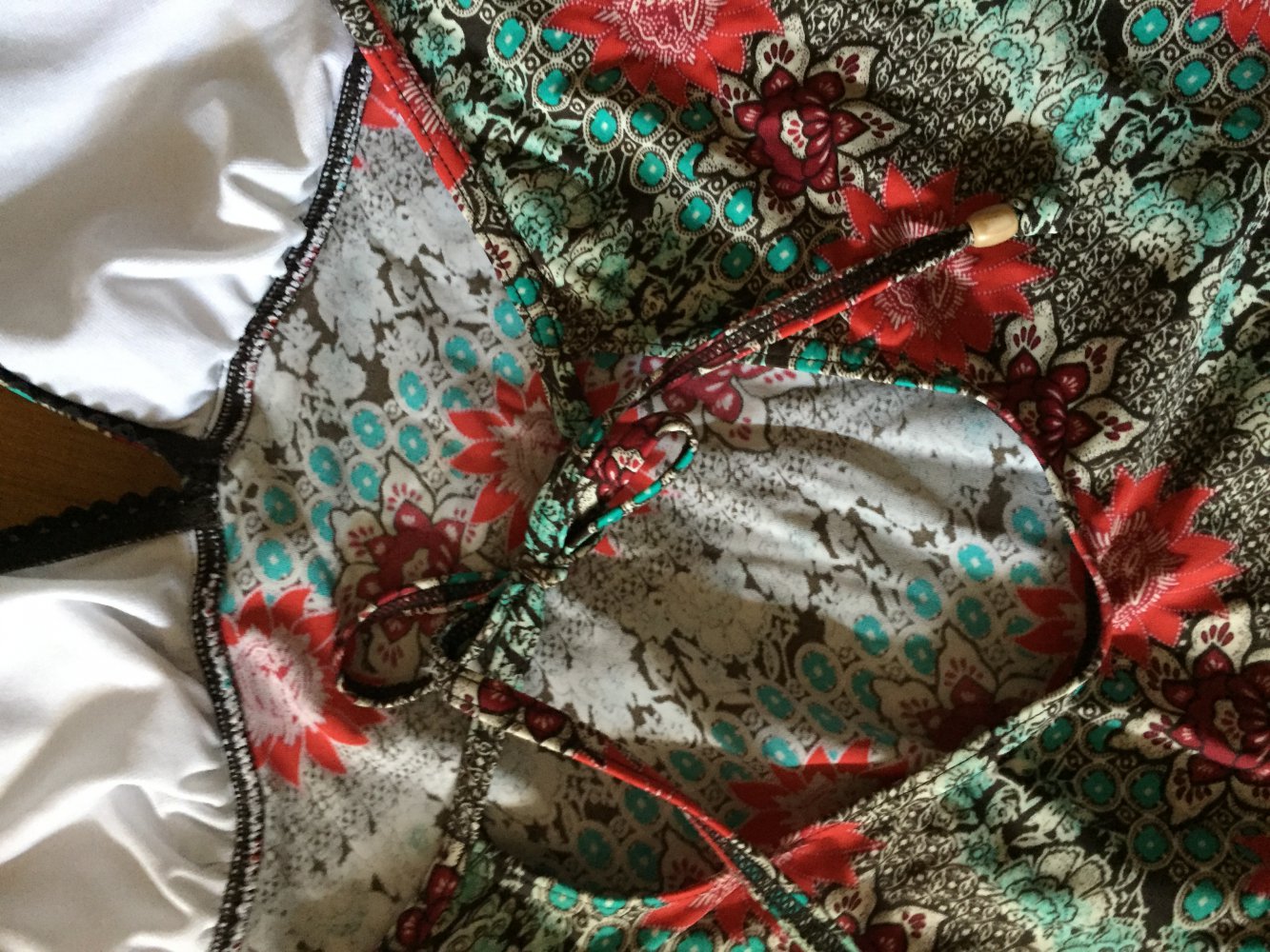 Esprit Badeanzug Gr 42 rot grün 