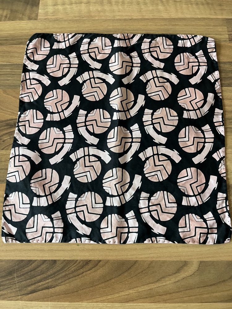 Einsteck Tuch Baumwolle 30 x 30cm schwarz / rose