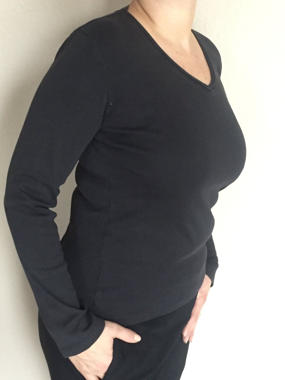 Yessica und Zero lang Arm Shirt für Drunter oder Drüber Top Gr.L Schwarz Weiß