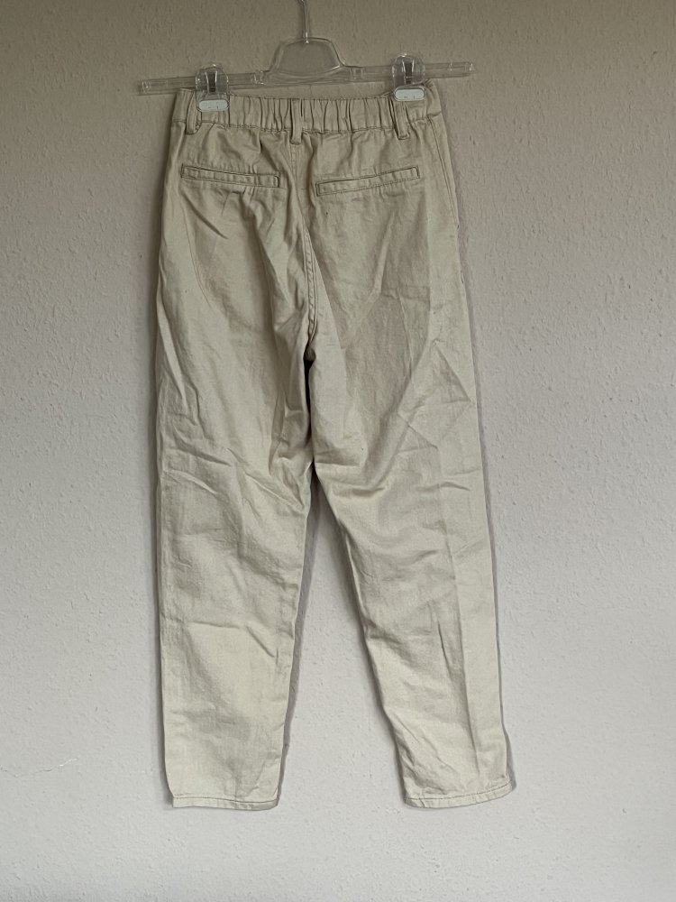 Ambar High Waist Stoff Hose Gr.S am Rücken gerafft Cremefarben