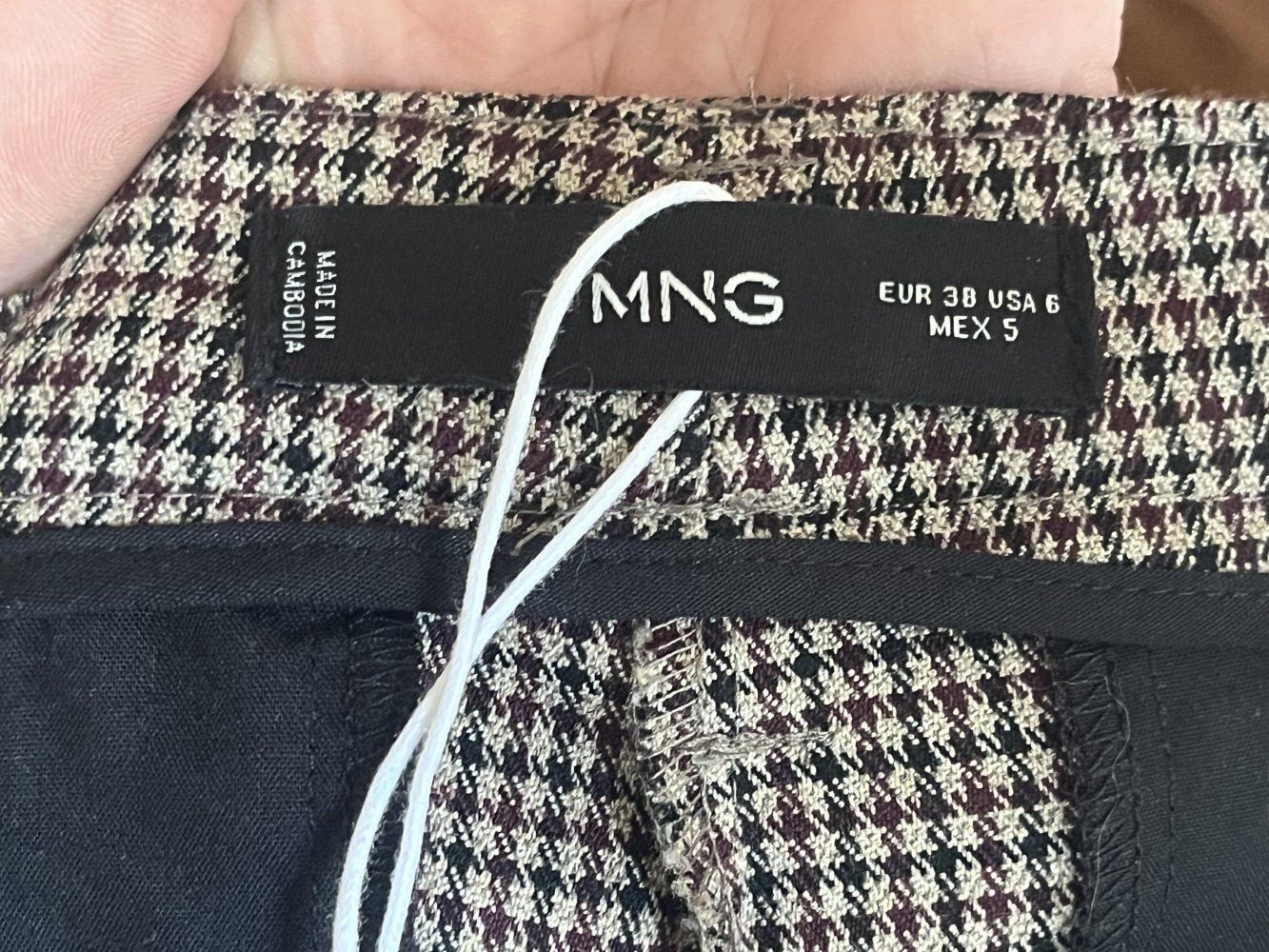 MNG Mango Business Hose mit Hahnentritt Muster Gr.38 braun beige