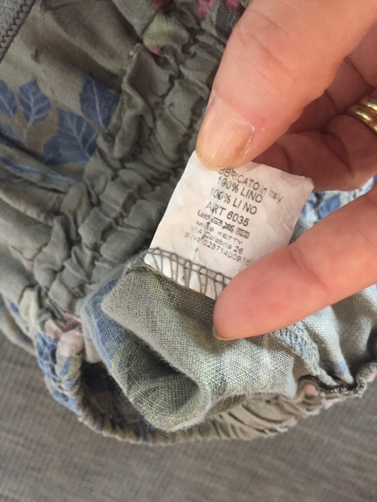 Miss Ketty Leinen Hose Gr.S schlammgrau mit Blumen Blüten