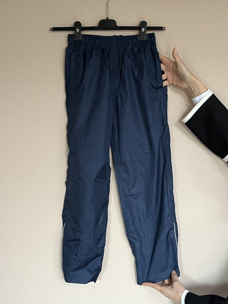 Crane Regenhose Navy Gr. 134/ 140 mit Druckknöpfen am Saum