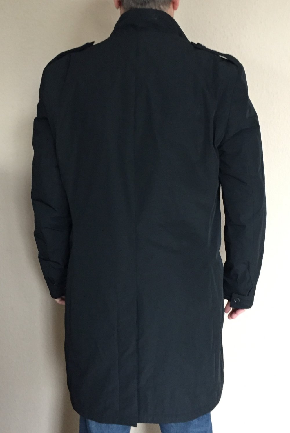 It´s Regen Kurzmantel Gr.L wattiert, schwarz mit Gehschlitz