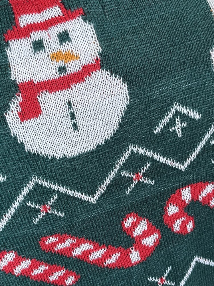 H&M Bad Taste Christmas Pullover Gr.S grün bunt mit Schneemann