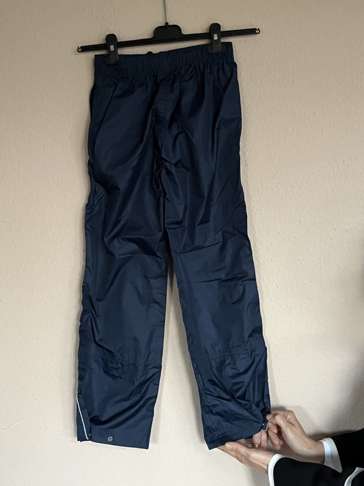 Crane Regenhose Navy Gr. 134/ 140 mit Druckknöpfen am Saum