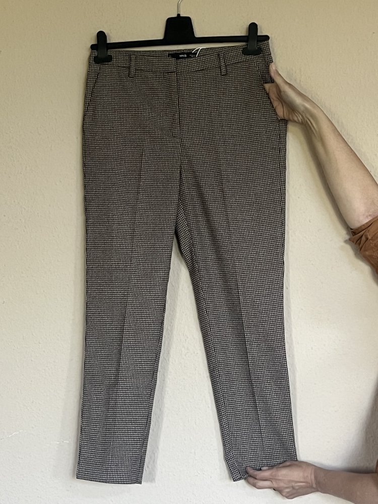 MNG Mango Business Hose mit Hahnentritt Muster Gr.38 braun beige