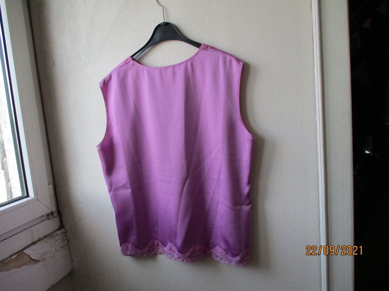 Shirt mit Spitze von Frank Walder, lila, Größe 42