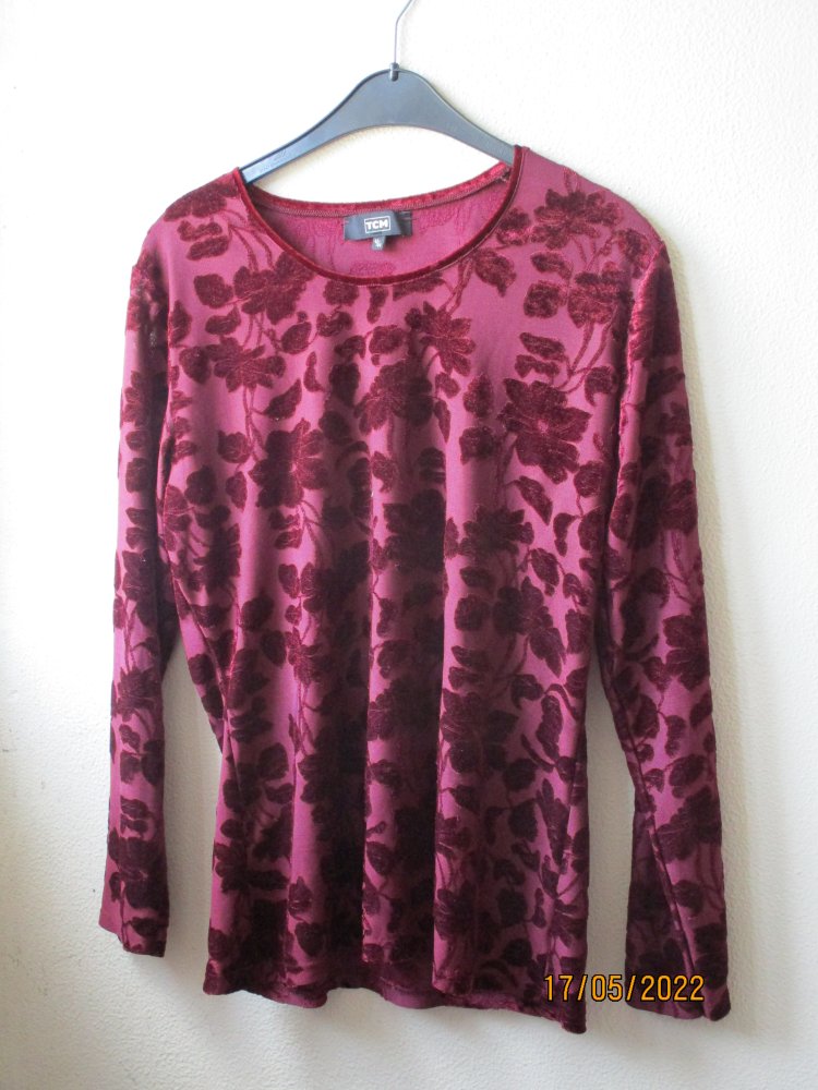 Shirt von TCM, weinrot, Größe 42/44