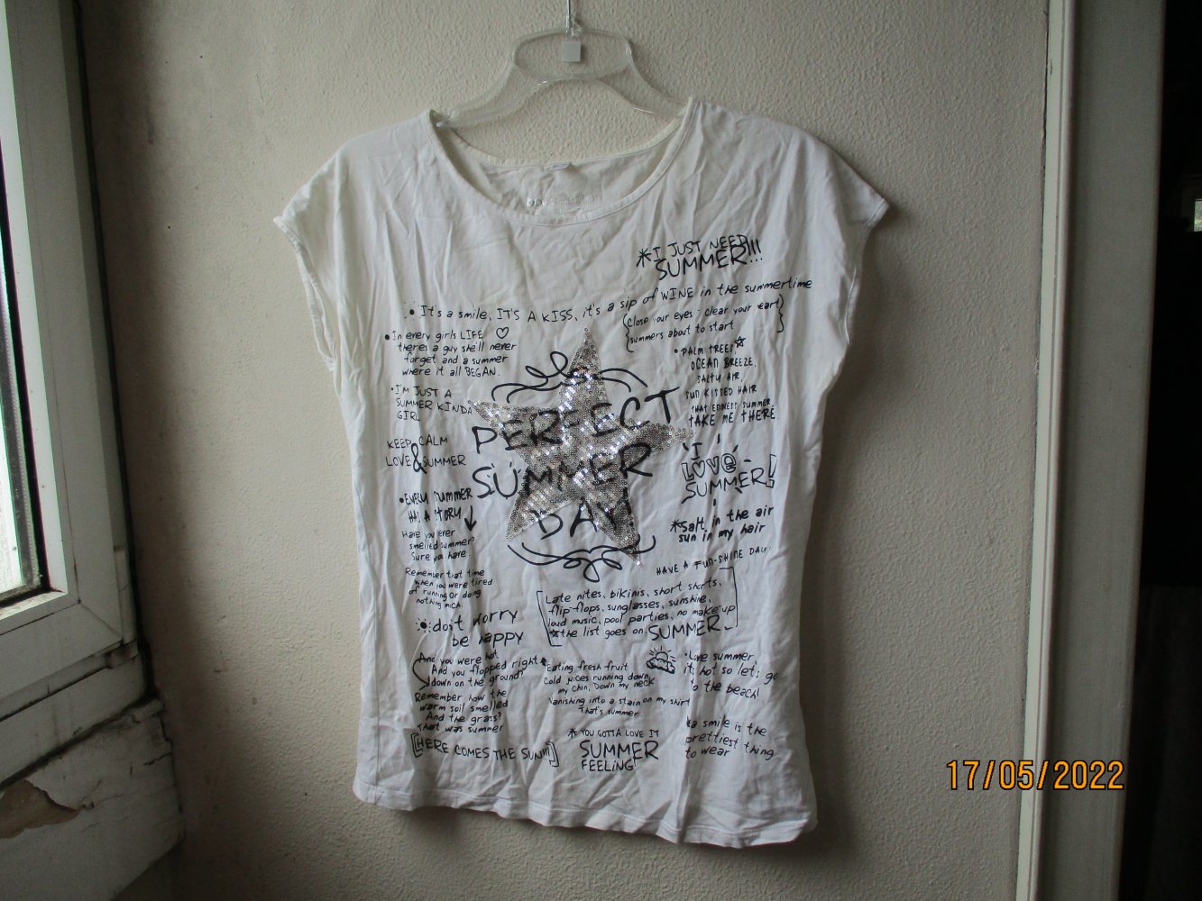 T-Shirt von bpc selection, weiß/schwarz/silber, Größe 36/38