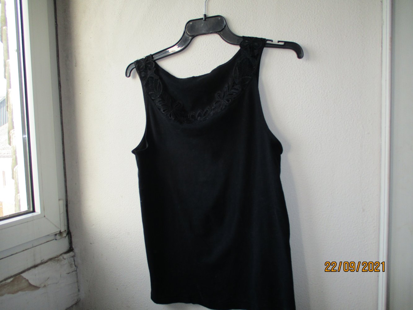 Shirt mit Spitze, schwarz, Größe 42