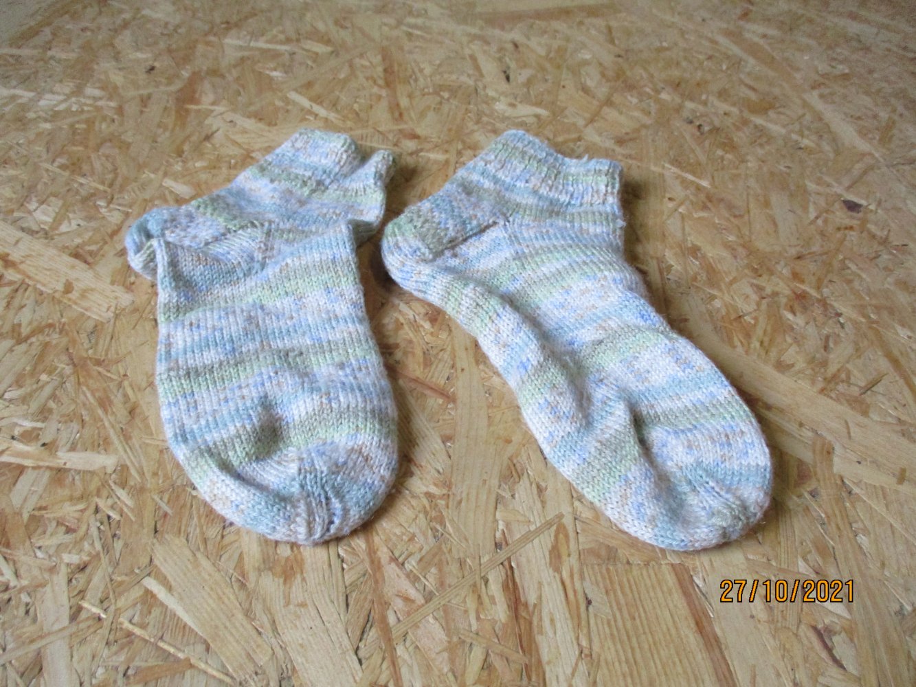 Gestrickte Socken, blau/grün, Größe 38/39 Handarbeit